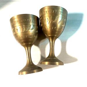 Antique Brass Goblets - Set of 2